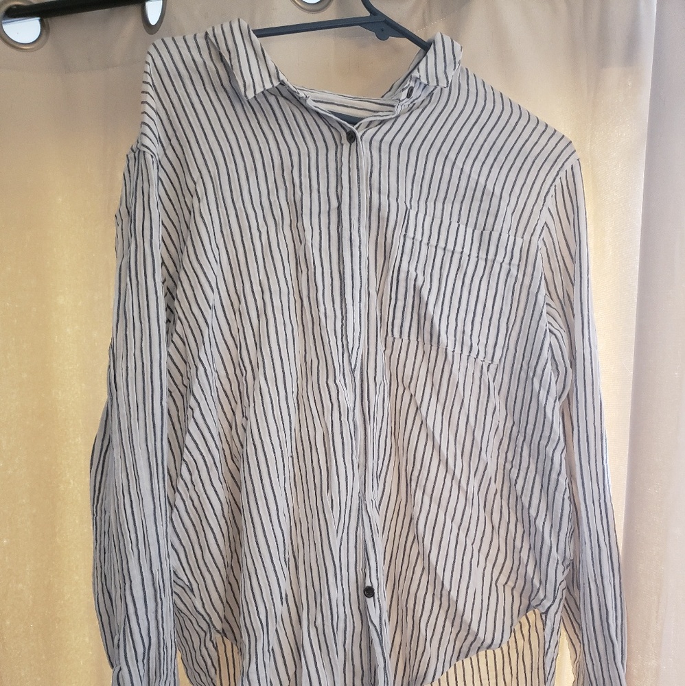 Summer stripe light weight button up